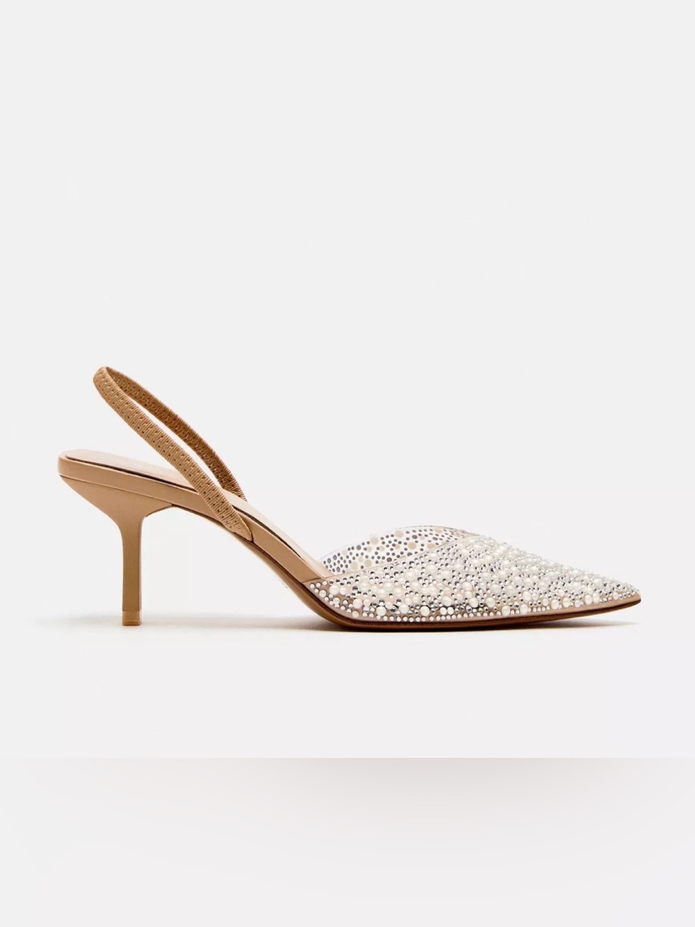 Zara Pearl Heeled Slingback's, size 8